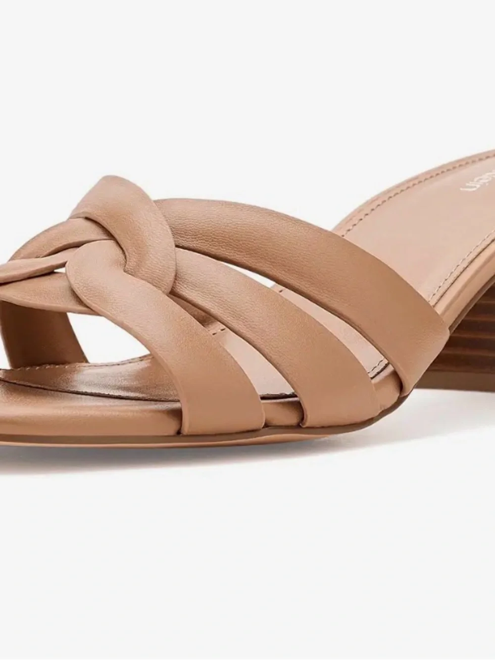 Calvin Klein Vellina Tan Leather Knot Strap Slide Mules 9.5